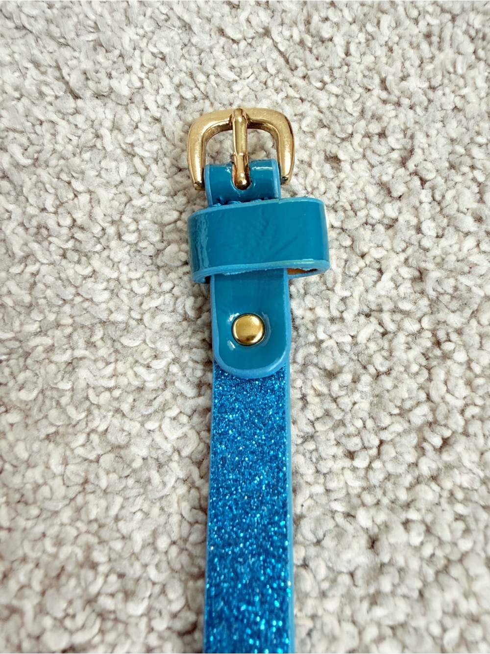 Teal Blue Glitter Belt with Gold Buckle